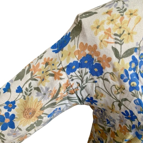 FDJ French Dressing Floral V-Neck Sweater XS Soft Knit Pullover Multicolor - Picture 5 of 13